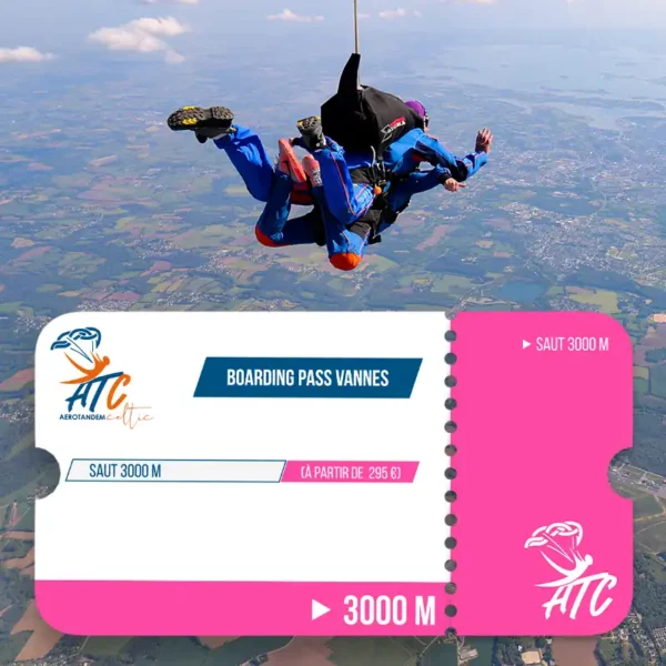 Boarding pass saut en parachute Vannes 3000 m