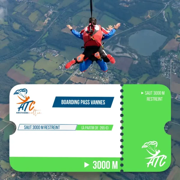 Boarding pass saut en parachute Vannes 3000 m RESTREINT