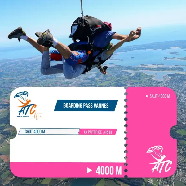 Boarding pass saut en parachute Vannes 4000 m